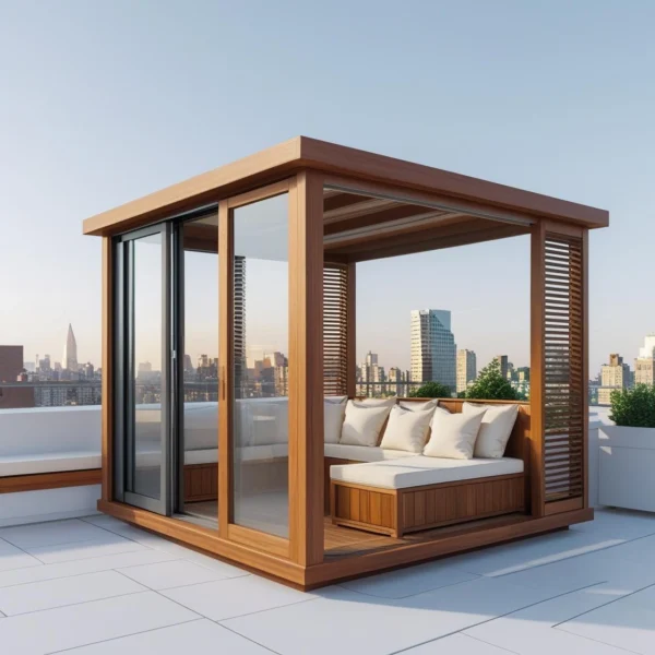 Prefabricated Rooftop Cabana - Weather-Resistant Teak Wood