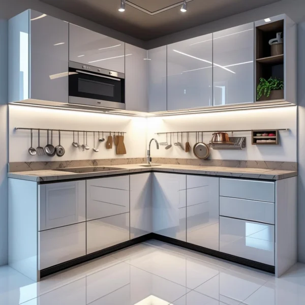 High-Gloss Modular Kitchen Cabinet Set (Italian Finish)