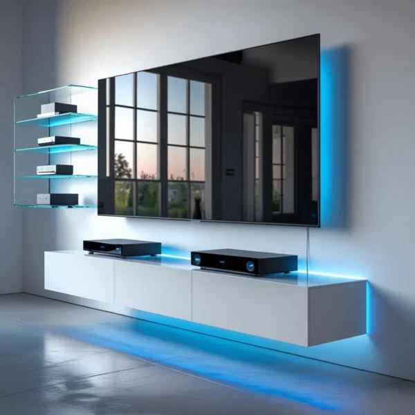 Floating TV Wall Unit with Ambient LED Backlighting