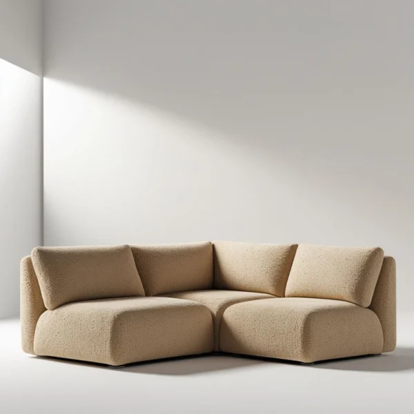 Minimalist L-Shaped Modular Sofa in Luxe Chenille Fabric