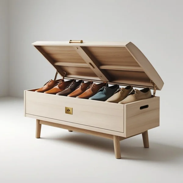 Minimalist Bench Shoe Rack with Hidden Storage