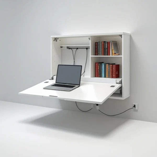 Space-Saving Wall-Mounted Study Unit with Shelves